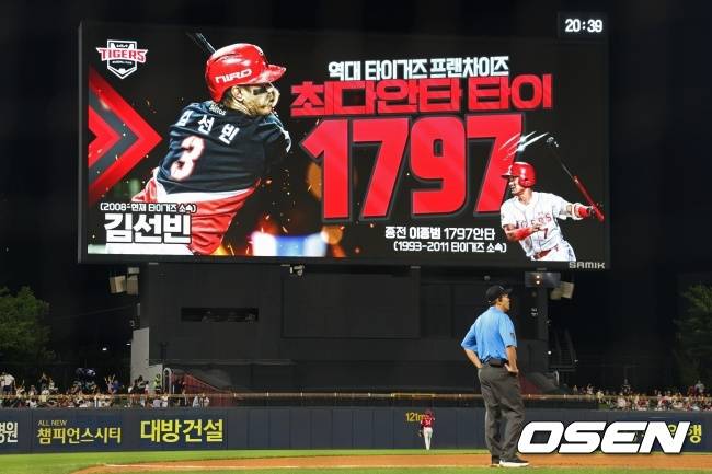 KIA 김선빈이 타이거즈 최다안타 신기록을 세웠다. /KIA 타이거즈 제공
