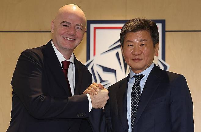 잔니 인판티노 FIFA 회장과 정몽규 전 대한축구협회장