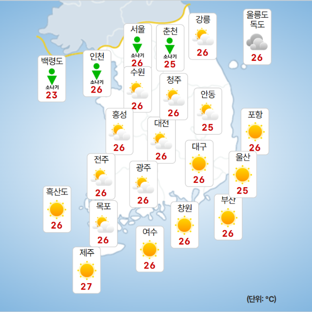 ⓒ기상청: 오늘(27일) 오전 날씨