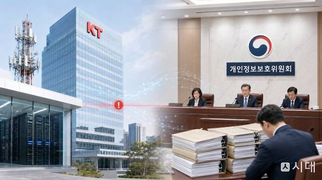 개인정보보호위원회는 29일 전체회의를 열고 KT에 대한 과징금 부과 등 제재안을 심의할 예정이다. /그래픽=챗GPT