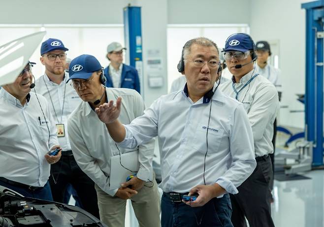 정의선 현대차그룹 회장이 브라질 공장에 방문했다. 사진=현대차그룹