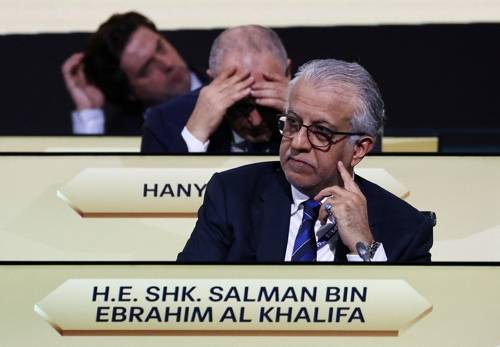 President of the Asian Football Confederation Sheikh Salman bin Ebrahim Al Khalifa attends the 74th FIFA Congress at the Queen Sirikit National Convention Center in Bangkok, Thailand, May 17, 2024. REUTERS/Chalinee Thirasupa