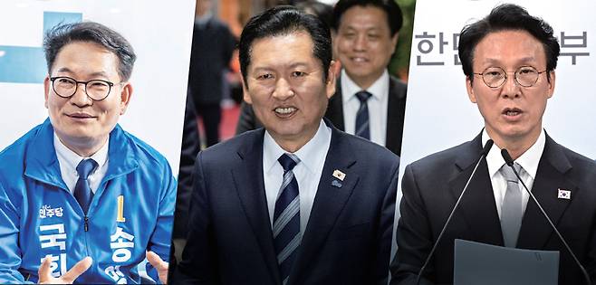 8·17 전당대회에 출마한 송영길 더불어민주당 의원, 정청래 전 민주당 대표, 김민석 전 국무총리(왼쪽부터) ⓒ시사저널 임준선·최준필·정원오캠프