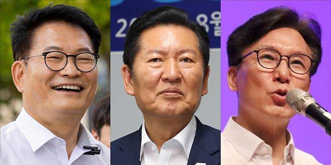 송영길, 정청래, 김민석 더불어민주당 당대표 후보가 6일 전남광주 해남과 서울 마포, 전남광주 순천에서 각각 일정을 치르고 있다. 뉴시스