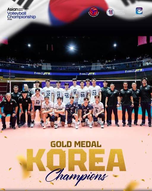 우승을 차지한 한국 남자배구. 사진=몽골배구협회 SNS 제공