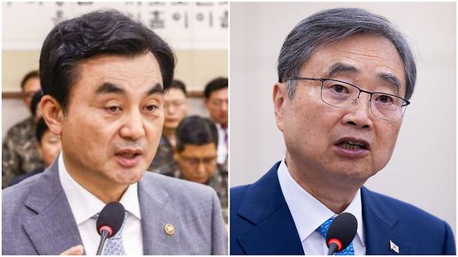(왼쪽부터) 안규백 국방부 장관과 조현 외교부 장관.