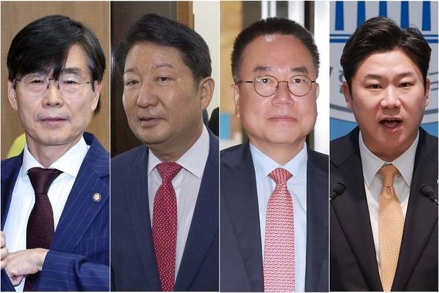 (왼쪽부터) 국민의힘 조경태·권영진·서범수·진종오 의원. 연합뉴스