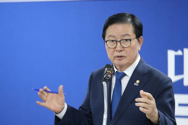 장종태 신임 대전시당위원장이 25일 더불어민주당 대전시당에서 취임 기자회견을 열었다./사진=시당 제공