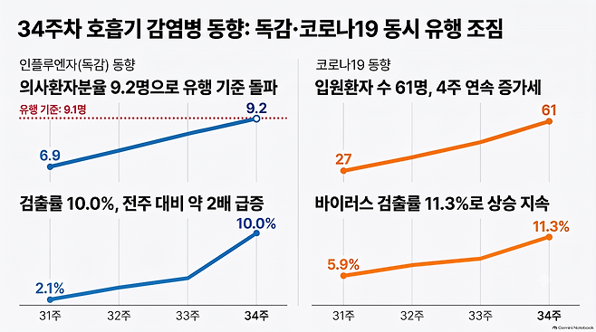 34주차 인플루엔자·코로나 동향. 인공지능(AI) ‘Gemini Notebook’으로 생성한 이미지