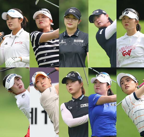 2026년 한국여자프로골프(KLPGA) 투어 제15회 KG 레이디스 오픈 우승 경쟁에 뛰어든 서교림, 노승희, 박혜준, 신다인, 유아현, 양효진, 방신실, 최예림, 이승연, 짜라위 분짠 프로. 사진제공=KLPGA (사진을 무단으로 사용하지 마십시오.)