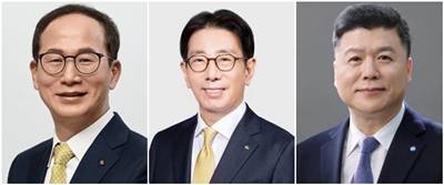 사진 왼쪽부터 양종희 KB금융지주 회장, 이재근 KB금융지주 부문장, 권광석 전 우리은행장.