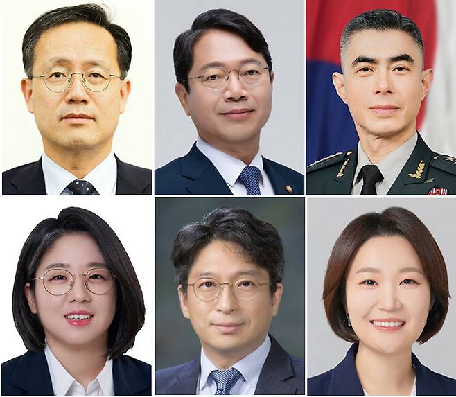 이재명 대통령이 30일 지명한 6개 부처 장관 후보자. 윗줄 왼쪽부터 이형일 재정경제부 1차관, 김승원 더불어민주당 의원, 강신철 주사우디아라비아 대사. 아랫줄 왼쪽부터 용혜인 기본소득당 의원, 홍지선 국토교통부 2차관, 이소영 민주당 의원. 청와대 제공