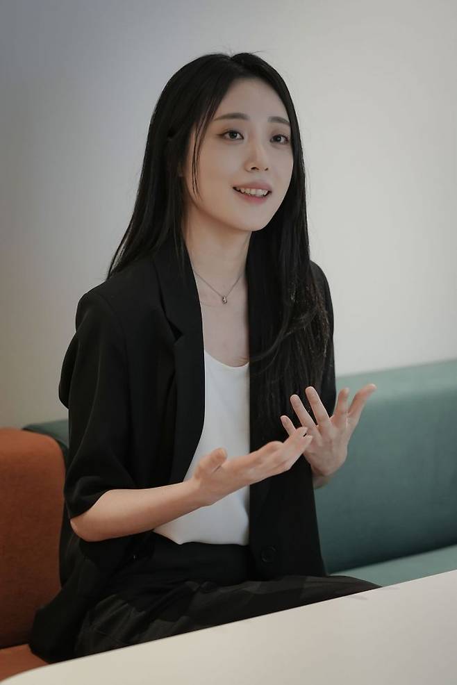 전채영 PD가 1일 서울 여의도에서 진행된 '피의게임X' 인터뷰에서 답변하고 있다. 웨이브 제공