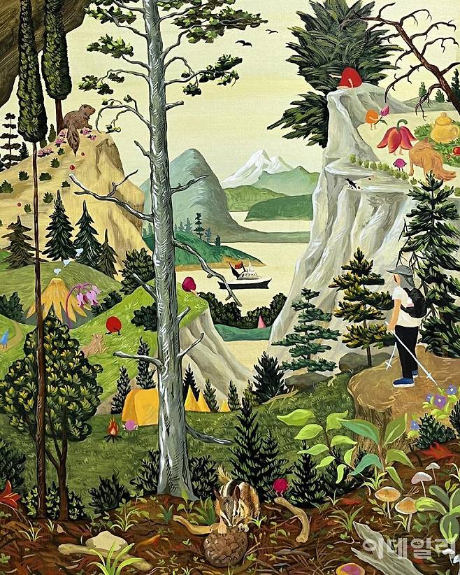 임현정의 ‘다람쥐가 있는 풍경’(Landscape with a Chipmunk, 2024). 2일 서울 강남구 코엑스에서 개막하는 ‘키아프 서울 2026’의 아뜰리에아키 부스에 걸린다(사진=아뜰리에아키).