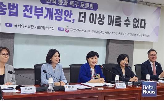 '가사소송법 전부개정안, 더 이상 미룰 수 없다-신속 통과 촉구 토론회' 진행 모습. ⓒ서영교 의원실