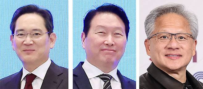 (왼쪽부터) 이재용, 최태원, 젠슨 황