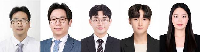연구진,(좌측부터) 안광진 UNIST 교수, 한정우 서울대 교수, 윤신명 한국화학연구원 선임연구원, 김지훈 UNIST 연구원, 김윤경 서울대 연구원. UNIST 제공
