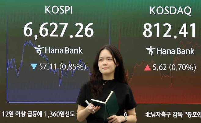 15일 오후 서울 중구 하나은행 딜링룸 현황판에 코스피와 코스닥지수가 표시되고 있다. ⓒ 뉴스1