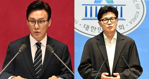 김민석(왼쪽 사진) 더불어민주당 대표와 한동훈 무소속 의원. 국민일보DB