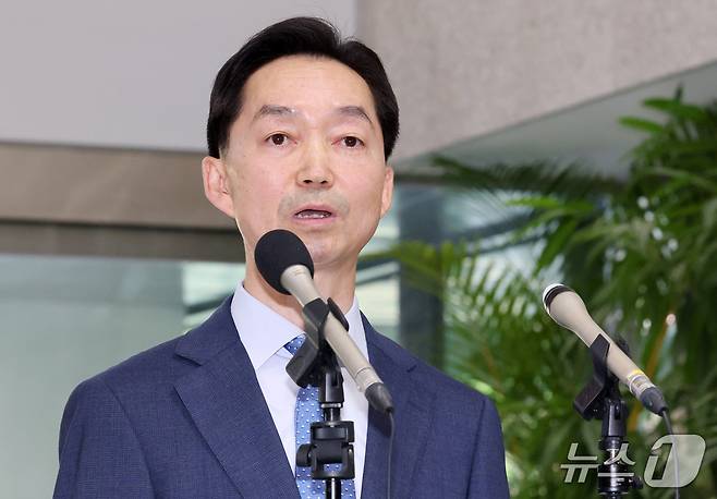 김지용 중대범죄수사청장 후보자가 지난 14일 오후 청문회 준비 사무실이 마련된 서울 종로구 정부서울청사 창성동 별관에서 입장 발표하는 모습. 2026.9.14 ⓒ 뉴스1 박세연 기자