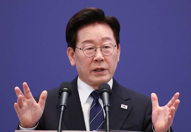 이재명 대통령이 18일 청와대 영빈관에서 열린 현안 기자회견에서 발언하고 있다. (청와대통신사진기자단) 2026.9.18 ⓒ 뉴스1