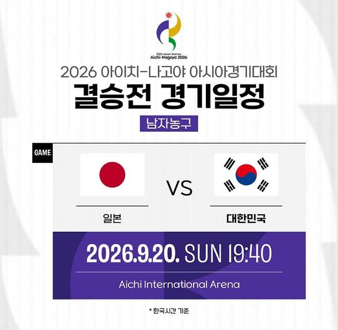 2026 아이치-나고야 아시안게임 농구 결승 한일전 생중계 방송사 시간 ©대한민국 농구 국가대표팀