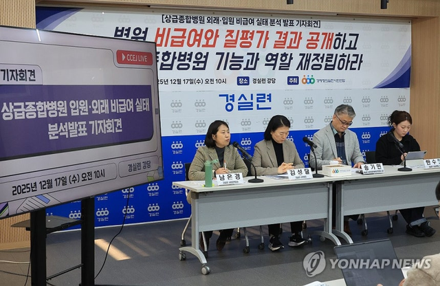 상급종합병원 비급여 실태 발표하는 경실련. 연합뉴스