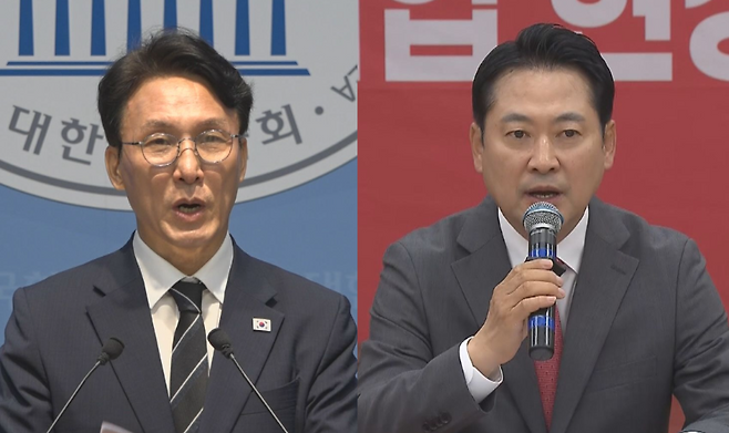 김민석 더불어민주당 대표(왼쪽), 장동혁 국민의힘 대표