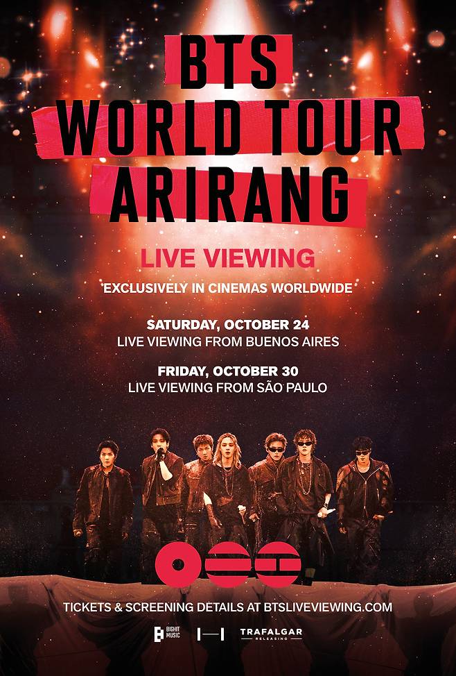 Promotional poster for live screenings of BTS' "BTS World Tour 'Arirang'" concerts in Buenos Aires, Argentina and Sao Paulo (Big Hit Music)