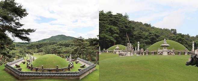 세종대왕이 묻힌 영릉(英陵)(왼쪽)과 효종대왕이 묻힌 영릉(寧陵). 연합뉴스
