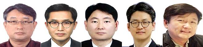 왼쪽부터 김홍근 경기남부청 경무부장, 함영욱 광역수사단장, 이길호 생활안전부장, 박재석 분당경찰서장, 정창옥 부천원미경찰서장/사진제공=경기남부경찰청