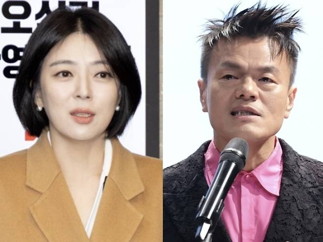 배현진 국민의힘 의원(왼쪽)과 박진영 대중문화교류위원회 공동위원장. 자료 : 뉴스1