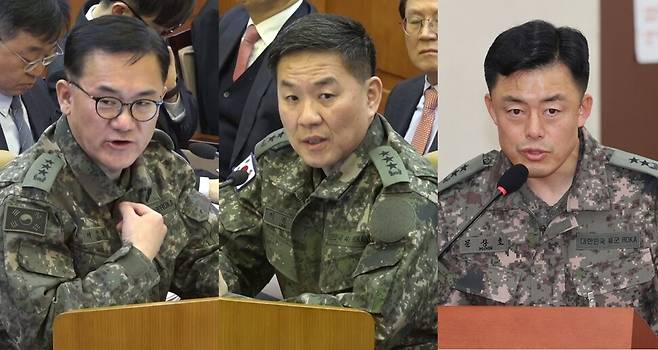 12·3 내란에서 중요한 임무에 종사한 혐의 등으로 기소된 여인형 전 국군방첩사령관(왼쪽부터), 이진우 전 수도방위사령관, 문상호 전 정보사령관. 서울중앙지법은 2026년 9월21일 각각 징역 18년, 징역 15년, 징역 12년을 선고했다. 헌법재판소 제공·연합뉴스