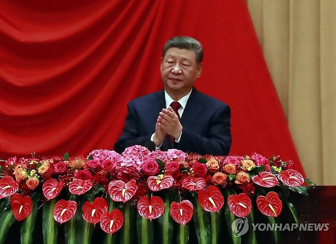 시진핑 중국 국가주석 (베이징=연합뉴스) 한종구 특파원 = 시진핑 중국 국가주석이 30일 오후 베이징 인민대회당에서 열린 제77주년 국경절 리셉션에서 연설하고 있다. 2026.9.30. jkhan@yna.co.kr