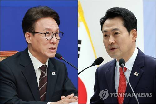 더불어민주당 김민석 대표(왼쪽)와 국민의힘 장동혁 대표 사진 출처:연합뉴스