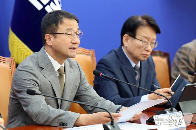 한병도 더불어민주당 원내대표가 20일 오전 서울 여의도 국회에서 열린 국정감사대책회의에서 발언을 하고 있다. 2026.10.20 ⓒ 뉴스1 황기선 기자
