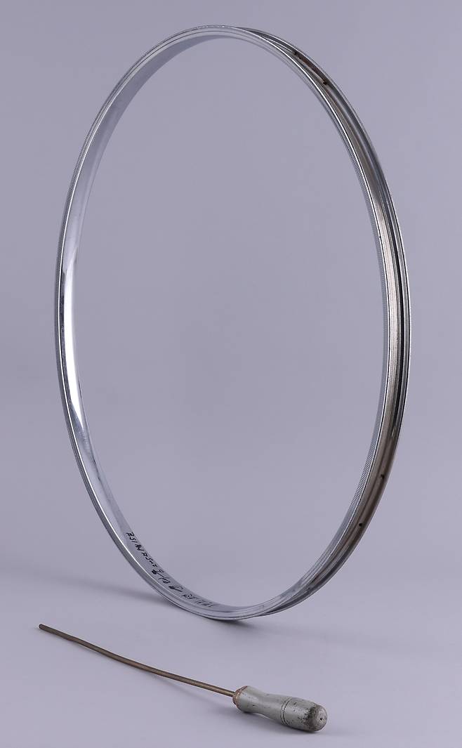 The hoop that rolled across the stadium during the opening ceremony of the 1988 Seoul Olympics is on display at the National Sports Museum of Korea. NATIONAL SPORTS MUSEUM OF KOREA