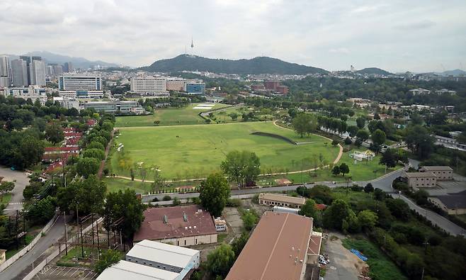 서울 용산공원 부지 일대 전경. 연합뉴스