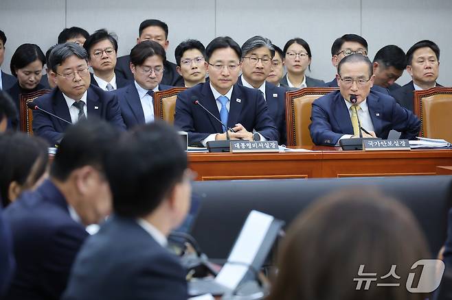 위성락 국가안보실장이 29일 서울 여의도 국회에서 열린 국회운영위원회의 대통령 비서실 등에 대한 국정감사에서 의원 질의에 답변하고 있다. 2026.10.29 ⓒ 뉴스1 신웅수 기자